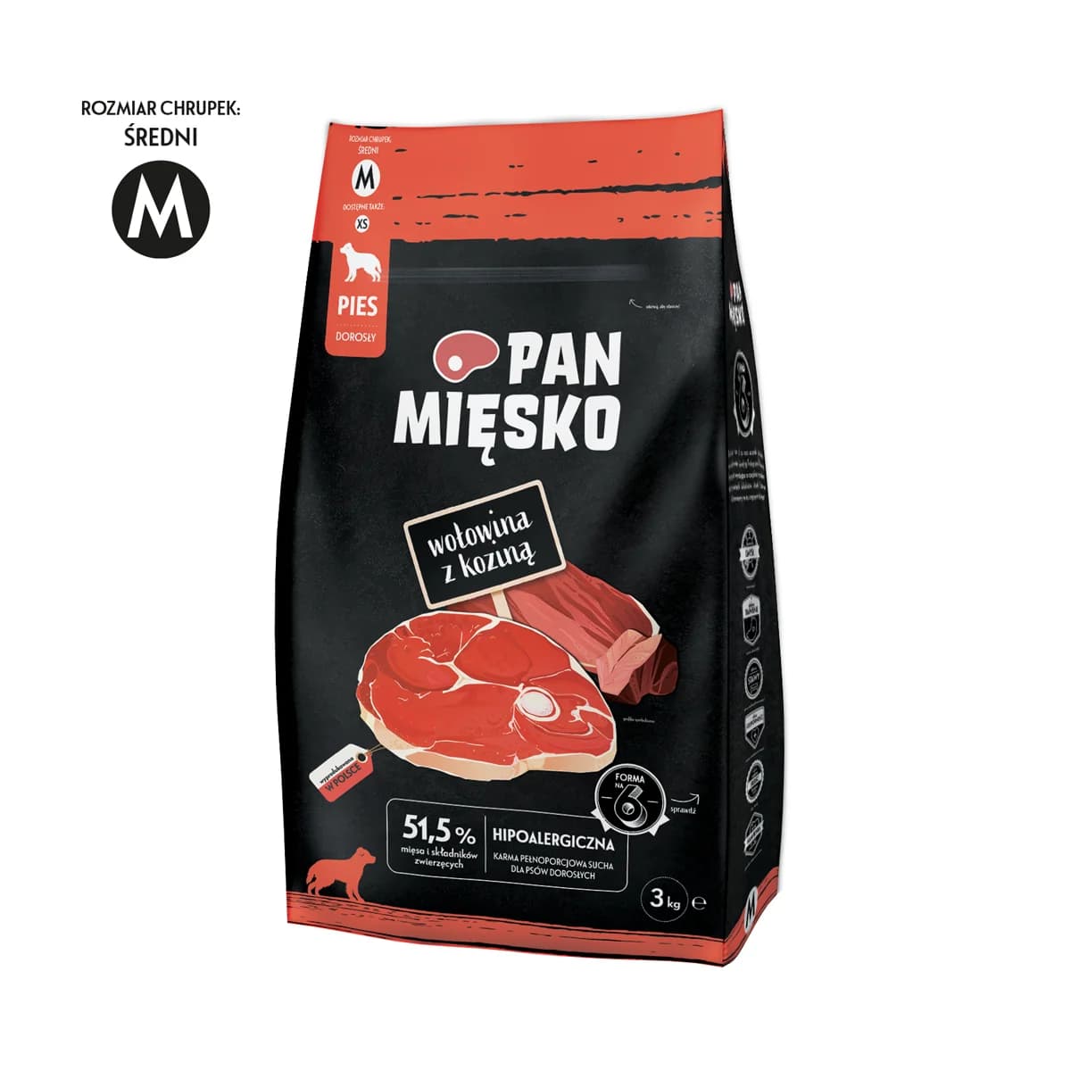 Pan Mięsko Wołowina z koziną 3 kg (karma sucha dla psów dorosłych)