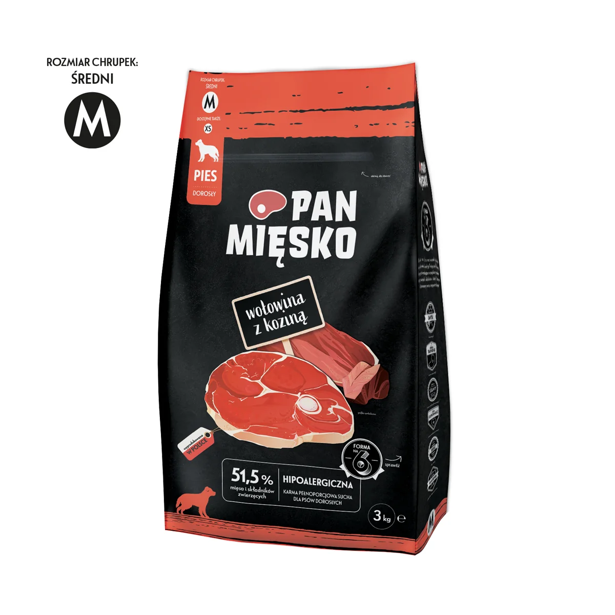 Pan Mięsko Wołowina z koziną 3 kg (karma sucha dla psów dorosłych)