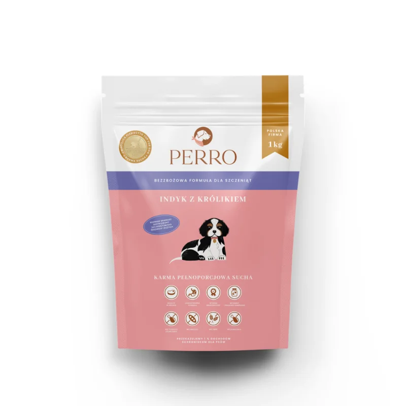 Perro Junior Indyk z Królikiem Bezzbożowa 1 kg