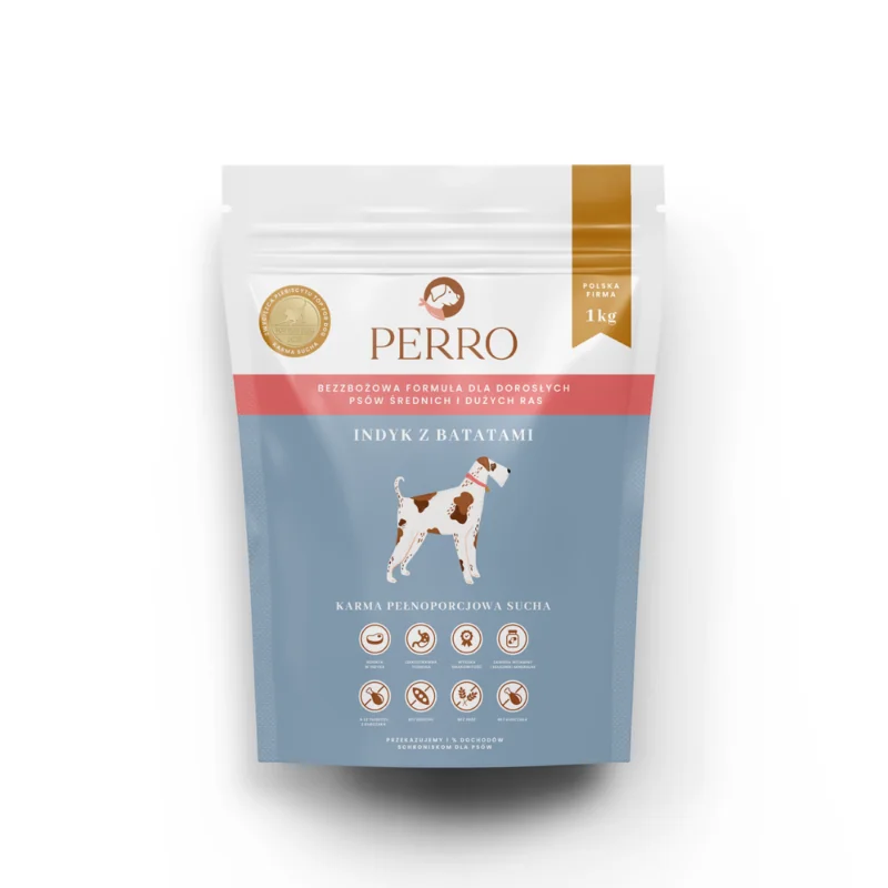 Perro Karma Sucha Indyk z Batatami dla Dorosłych Psów Średnich i Dużych Ras 1 kg