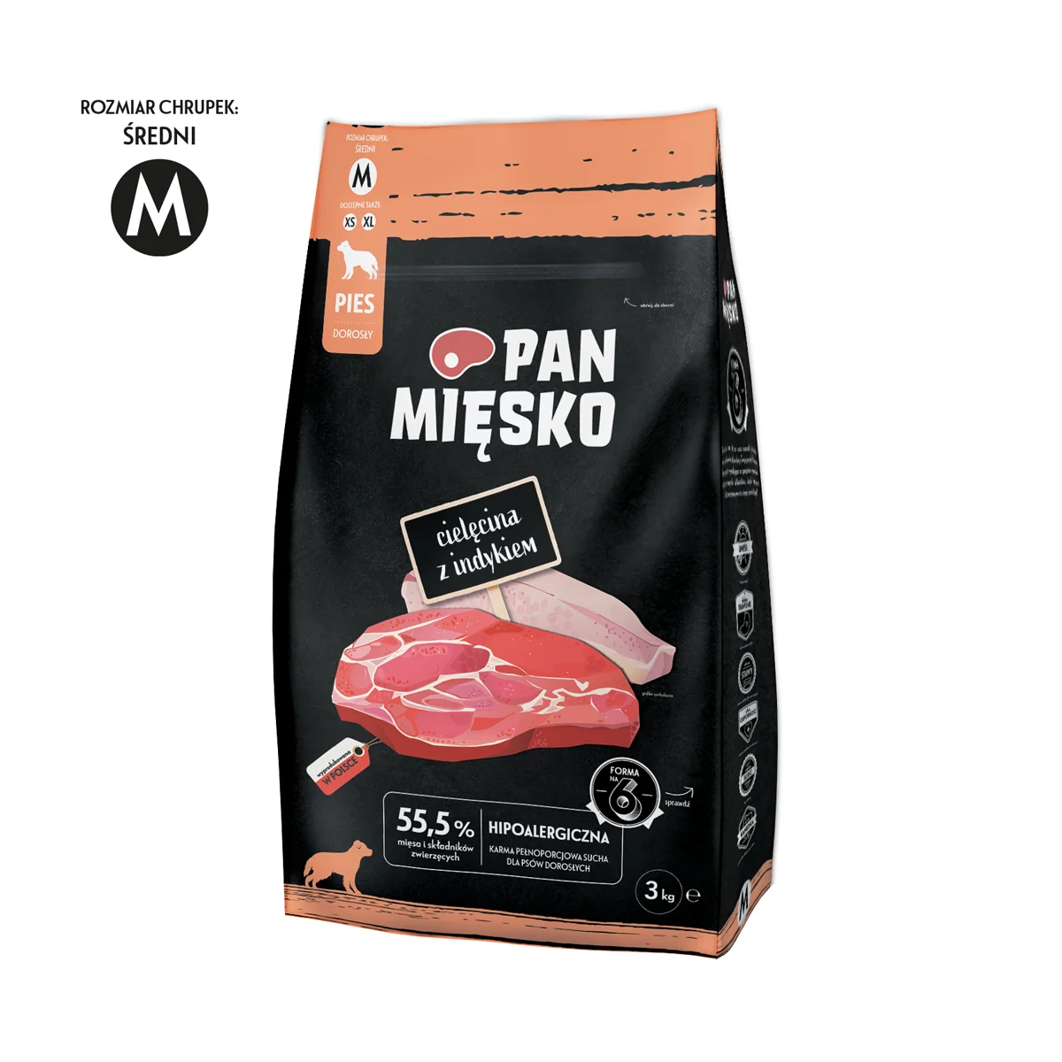 Pan Mięsko Karma Sucha Cielęcina z Indykiem 3 kg